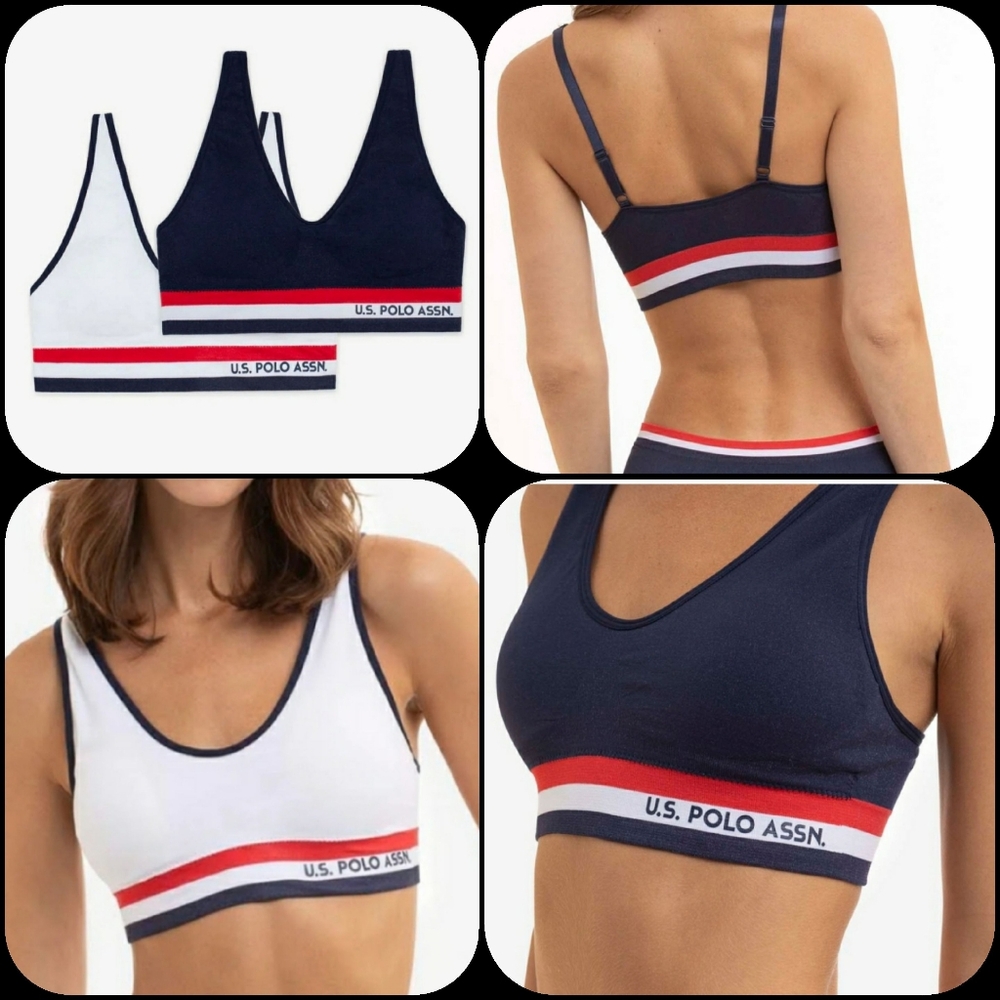 New 2-pack Signature Stripe Bralettes with Removable Pads Size S